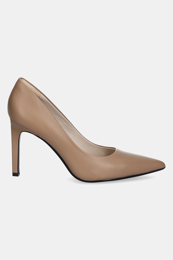 Δερμάτινες γόβες Calvin Klein HEEL PUMP 90 - LTH HW0HW02336 καφέ SS25