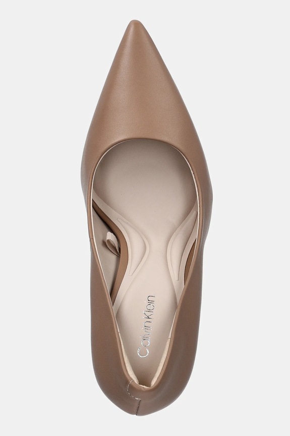 Δερμάτινες γόβες Calvin Klein HEEL PUMP 90 - LTH καφέ HW0HW02336