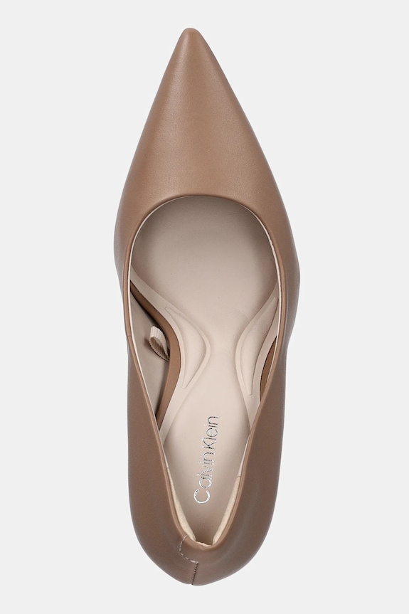 Δερμάτινες γόβες Calvin Klein HEEL PUMP 90 - LTH καφέ HW0HW02336