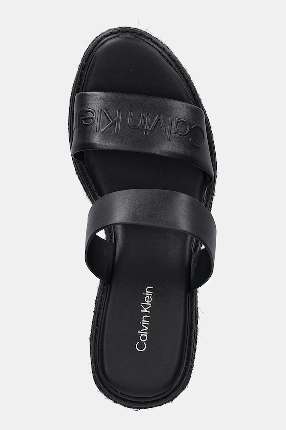 Δερμάτινες παντόφλες Calvin Klein WEDGE SANDAL 50 - HE μαύρο HW0HW02375