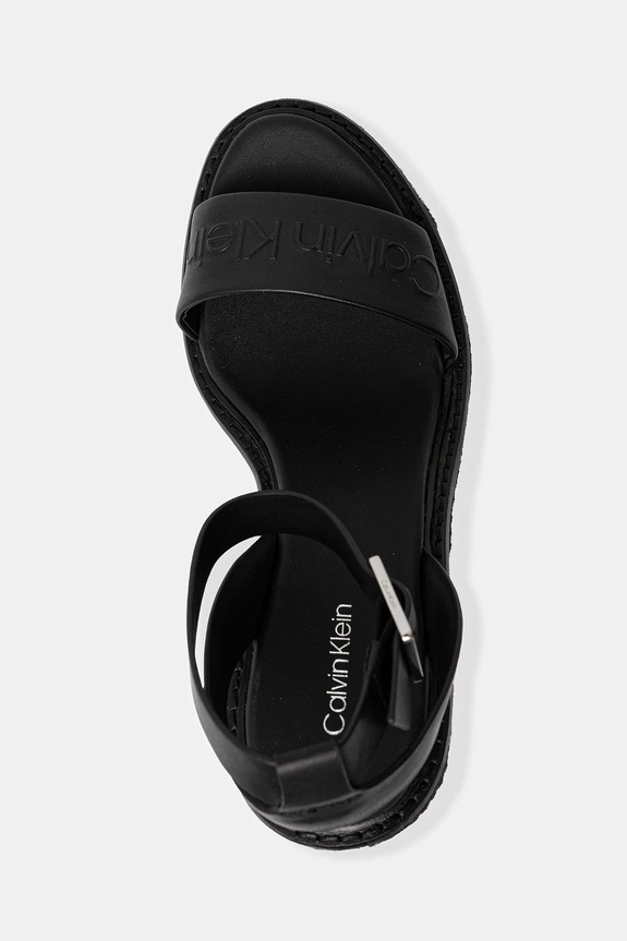 Usnjeni sandali Calvin Klein WEDGE SANDAL 70 - HE črna HW0HW02376