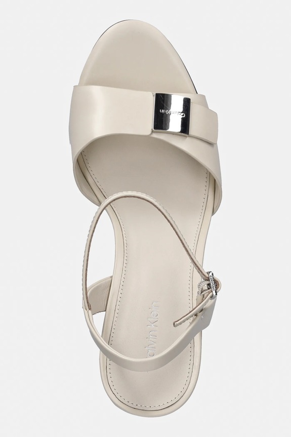 Calvin Klein sandały nubukowe HEEL SANDAL 85 W/CK HW - LTH beżowy HW0HW02485