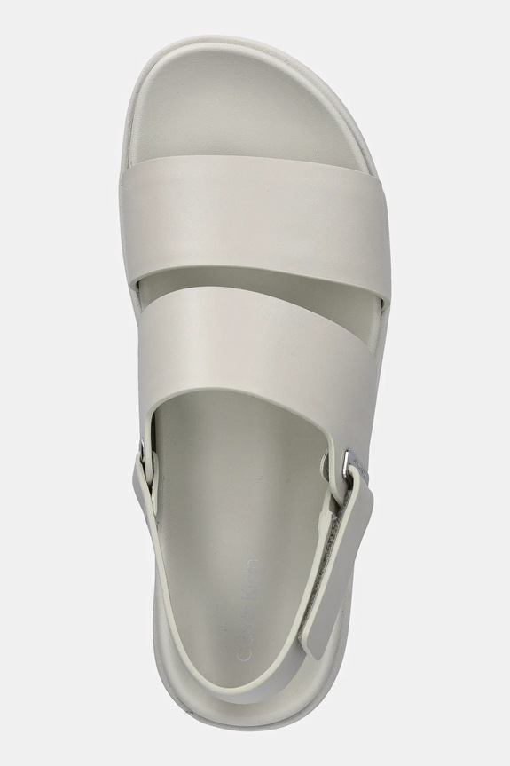 Calvin Klein sandale de piele FLAT ADJ SANDAL EYELET bej HW0HW02488