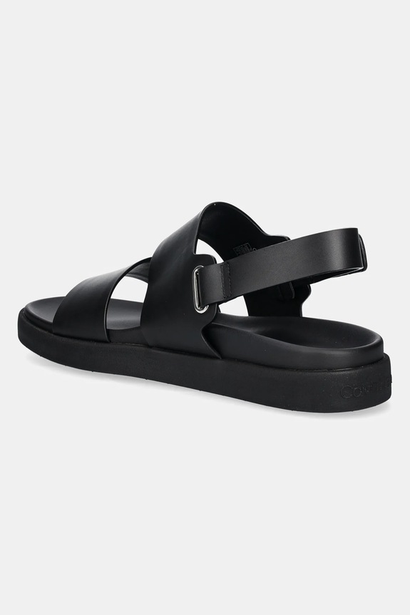 Obuwie Calvin Klein sandały skórzane FLAT ADJ SANDAL EYELET HW0HW02488 czarny