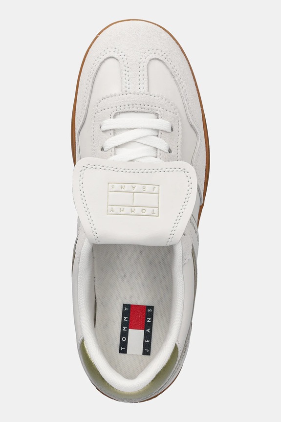 Kožené tenisky Tommy Jeans THE GREENWICH FLAP biela EN0EN02715