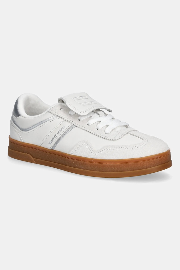 Kožené tenisky Tommy Jeans THE GREENWICH FLAP usňová koža biela EN0EN02715