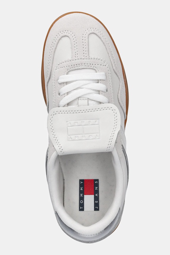 Kožené tenisky Tommy Jeans THE GREENWICH FLAP biela EN0EN02715