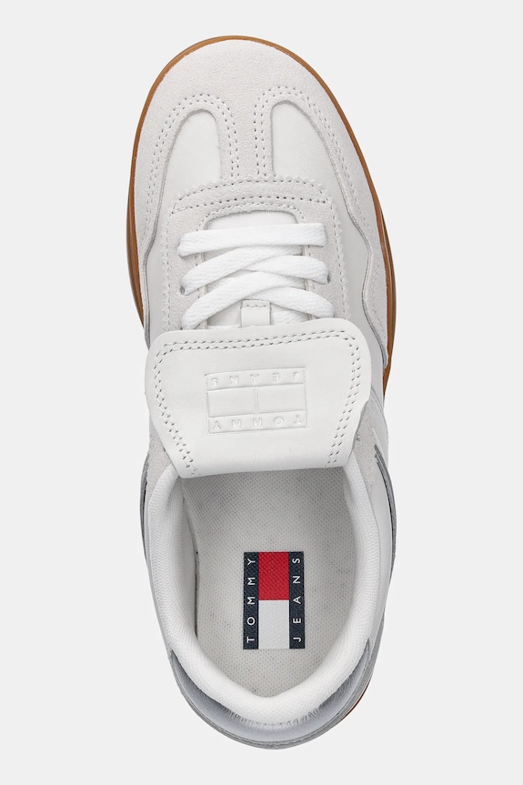 Kožené tenisky Tommy Jeans THE GREENWICH FLAP biela EN0EN02715