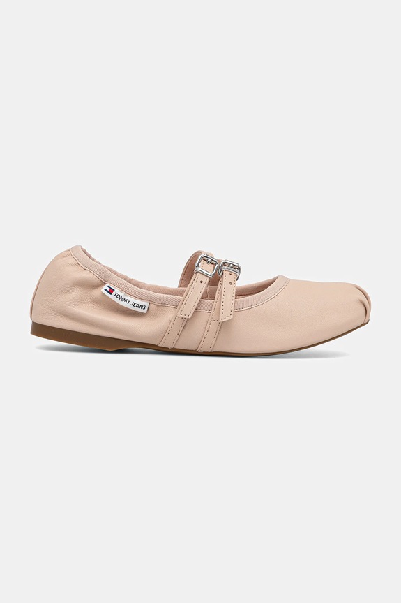 Kožené baleríny Tommy Jeans BALLERINA EN0EN02720 béžová SS25