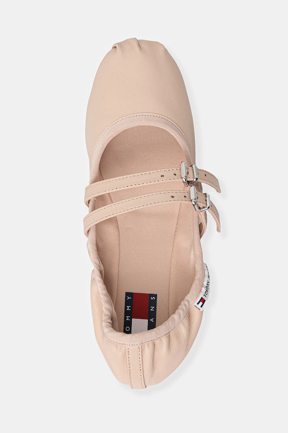 Kožené baleríny Tommy Jeans BALLERINA béžová EN0EN02720