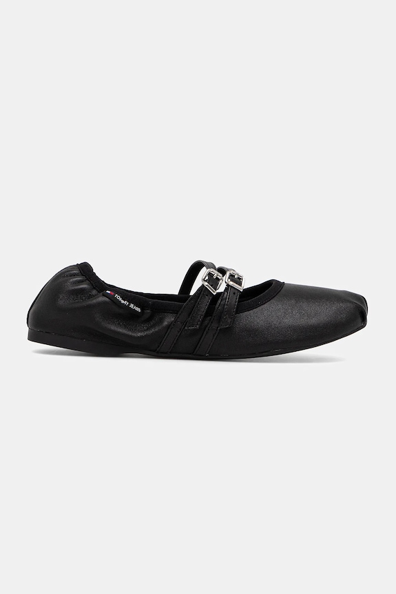 Tommy Jeans balerini de piele BALLERINA EN0EN02720 negru SS25