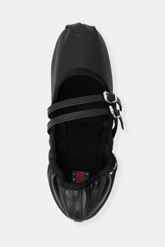 Tommy Jeans balerini de piele BALLERINA negru EN0EN02720