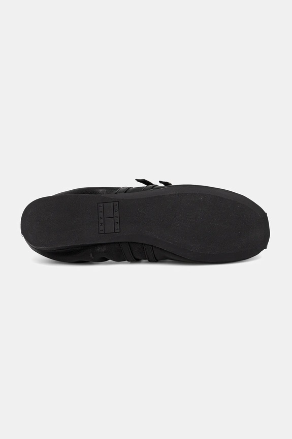 Tommy Jeans balerini de piele BALLERINA EN0EN02720 negru