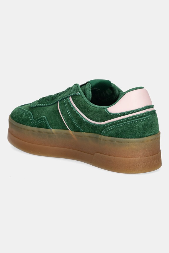 Παπούτσια Σουέτ sneakers Tommy Jeans THE GREENWICH FLATFORM SUEDE EN0EN02734 πράσινο