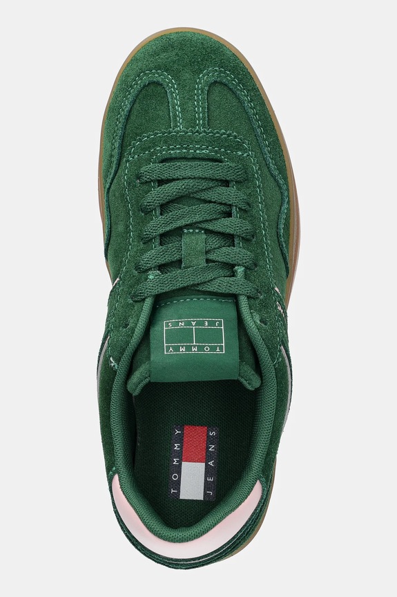 Σουέτ sneakers Tommy Jeans THE GREENWICH FLATFORM SUEDE πράσινο EN0EN02734