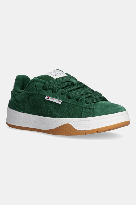 Semišové tenisky Tommy Jeans SKATE SNEAKER plochá zelená EN0EN02737