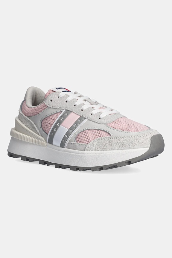 Tenisky Tommy Jeans TECH RUNNER semišová koža ružová EN0EN02743
