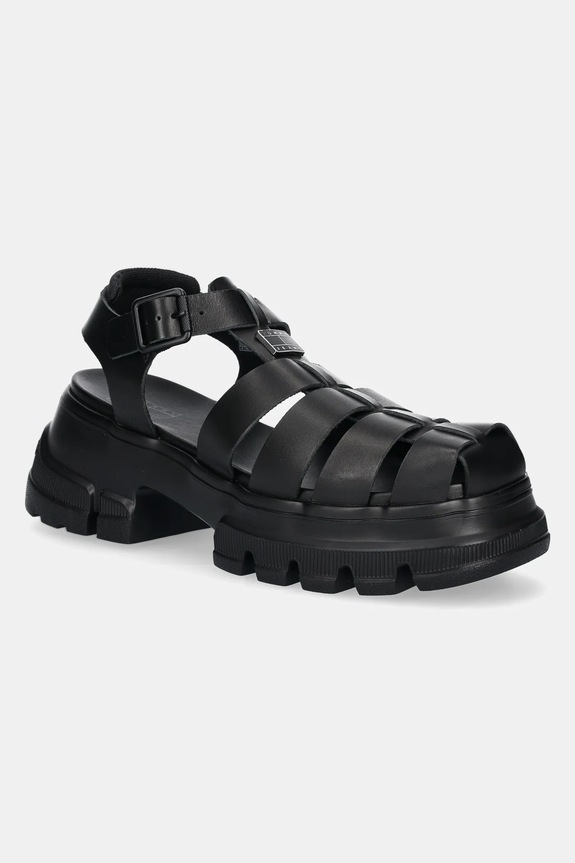 Kožené sandály Tommy Jeans FISHERMAN SANDAL přírodní kůže černá EN0EN02751
