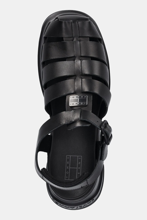 Kožené sandály Tommy Jeans FISHERMAN SANDAL černá EN0EN02751
