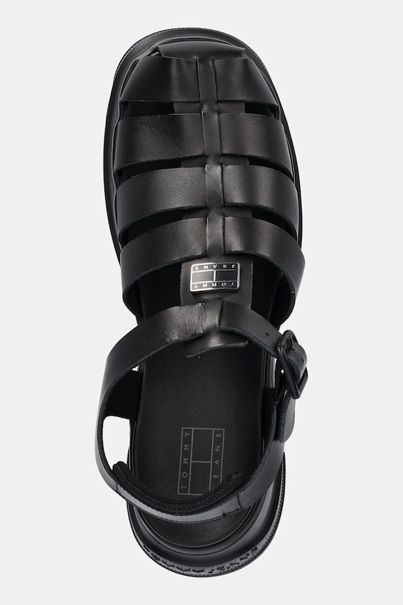 Kožené sandály Tommy Jeans FISHERMAN SANDAL černá EN0EN02751