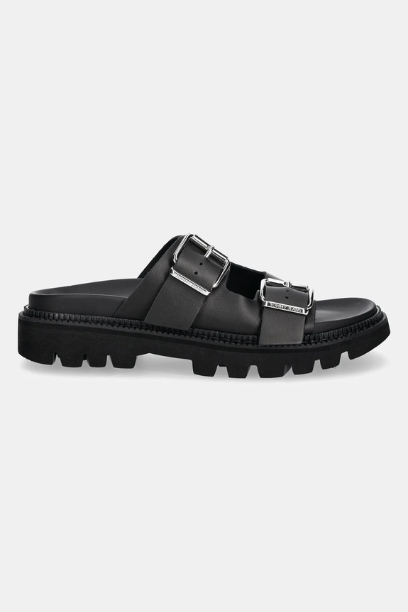 Tommy Jeans klapki skórzane DOUBLE STRAP SANDAL EN0EN02753 czarny SS25