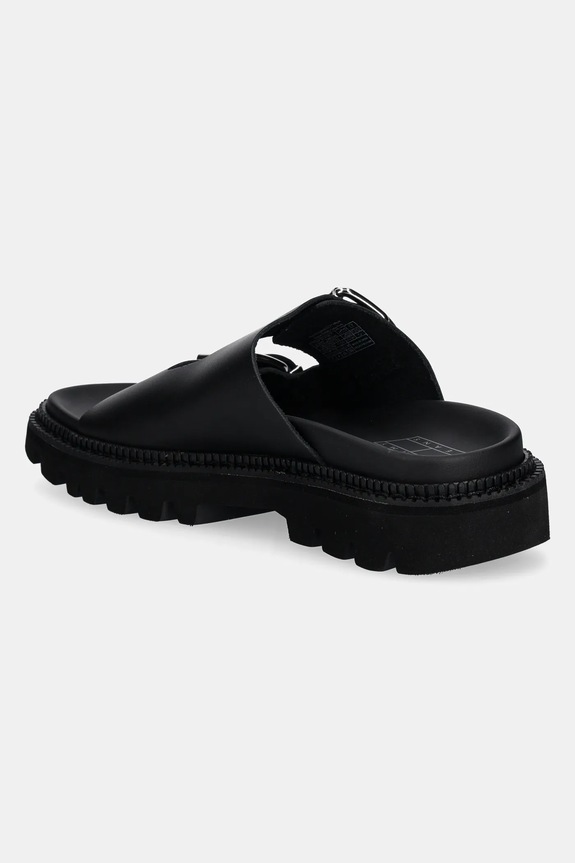 Obuwie Tommy Jeans klapki skórzane DOUBLE STRAP SANDAL EN0EN02753 czarny
