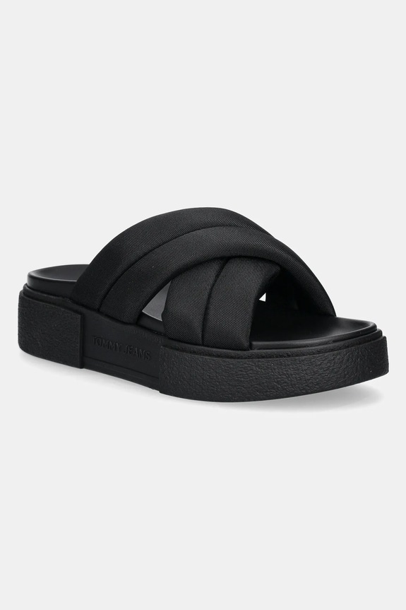 Natikači Tommy Jeans FLATFORM SANDAL Tekstil črna EN0EN02775