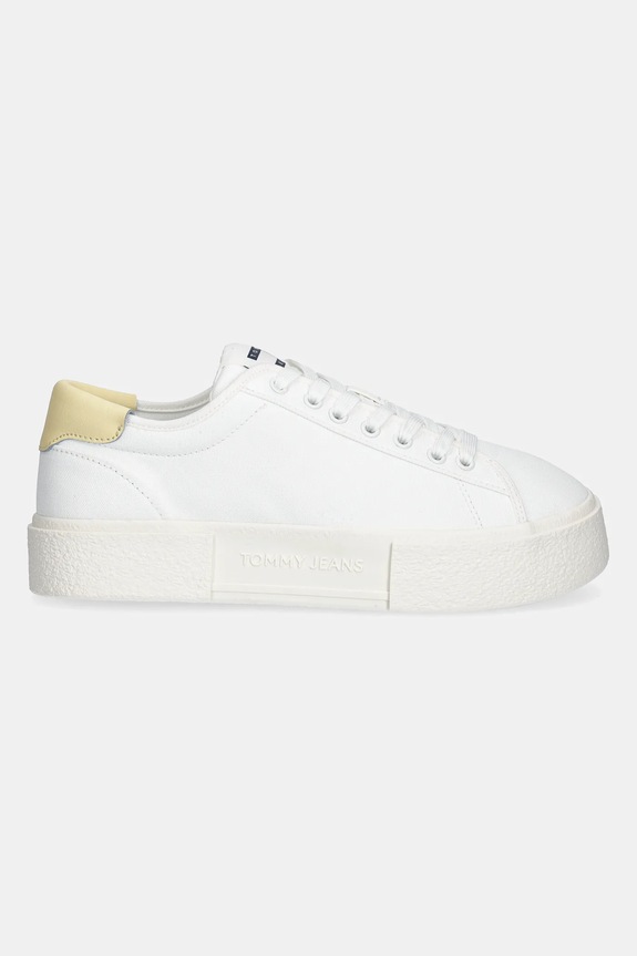Sneakers boty Tommy Jeans FLATFORM CANVAS SNEAKER EN0EN02792 bílá SS25