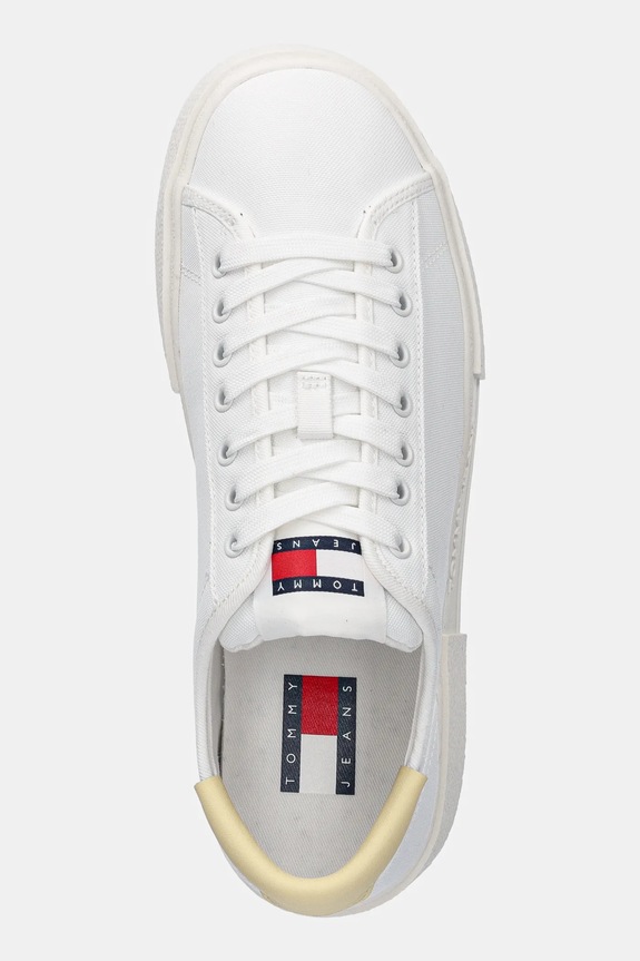Sneakers boty Tommy Jeans FLATFORM CANVAS SNEAKER bílá EN0EN02792