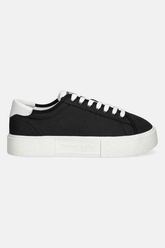 Sneakers boty Tommy Jeans FLATFORM CANVAS SNEAKER EN0EN02792 černá SS25