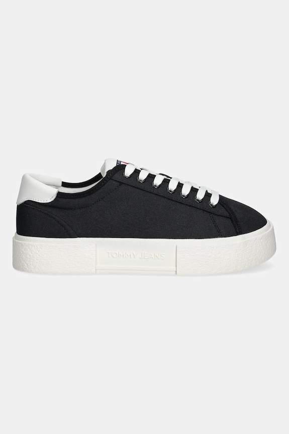 Sneakers boty Tommy Jeans FLATFORM CANVAS SNEAKER EN0EN02792 černá SS25