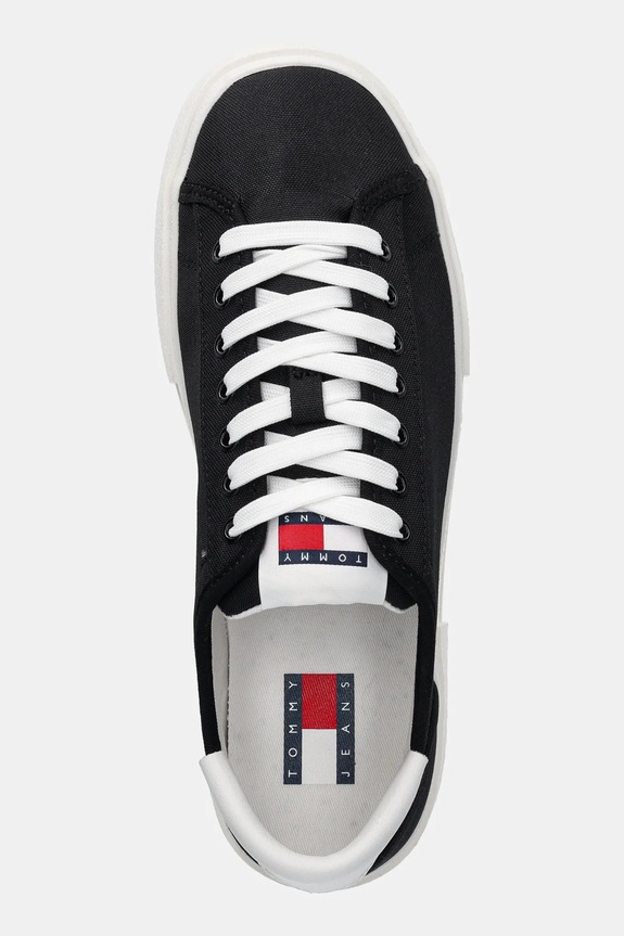 Sneakers boty Tommy Jeans FLATFORM CANVAS SNEAKER černá EN0EN02792