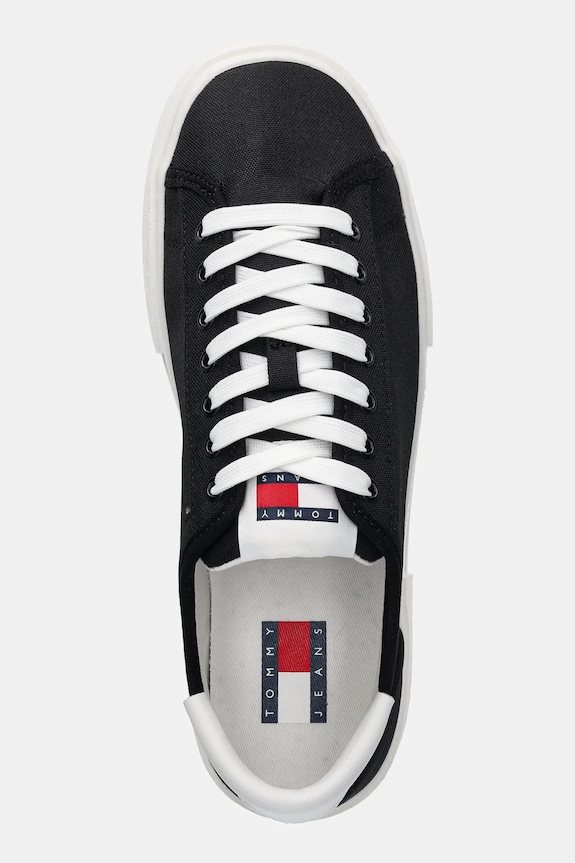 Sneakers boty Tommy Jeans FLATFORM CANVAS SNEAKER černá EN0EN02792