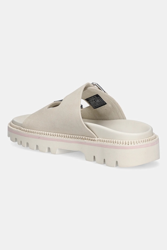 Obutev Natikači iz semiša Tommy Jeans DOUBLE STRAP SANDAL SUEDE EN0EN02797 bež