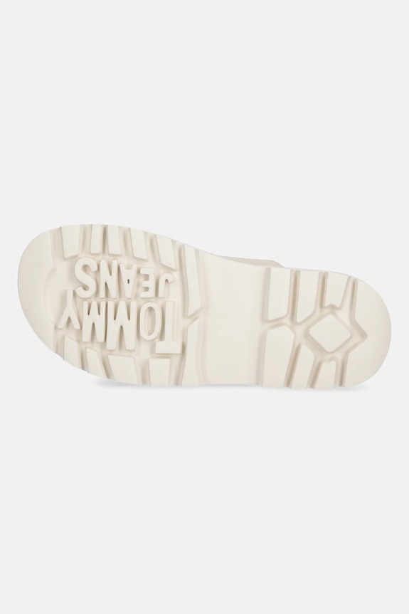 Natikači iz semiša Tommy Jeans DOUBLE STRAP SANDAL SUEDE EN0EN02797 bež