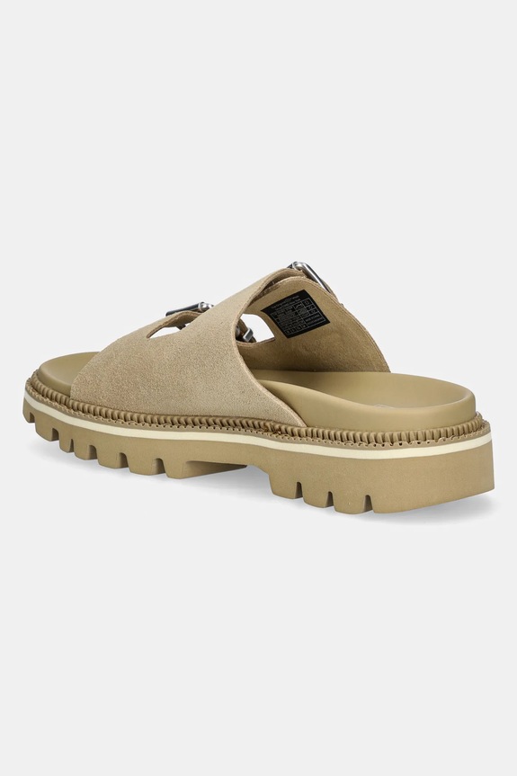 Obutev Natikači iz semiša Tommy Jeans DOUBLE STRAP SANDAL SUEDE EN0EN02797 bež