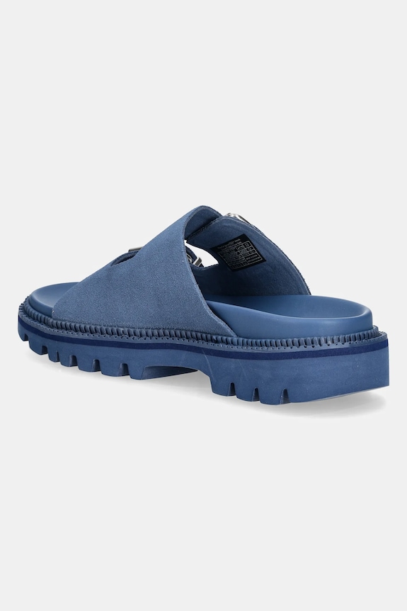 Obutev Natikači iz semiša Tommy Jeans DOUBLE STRAP SANDAL SUEDE EN0EN02797 modra
