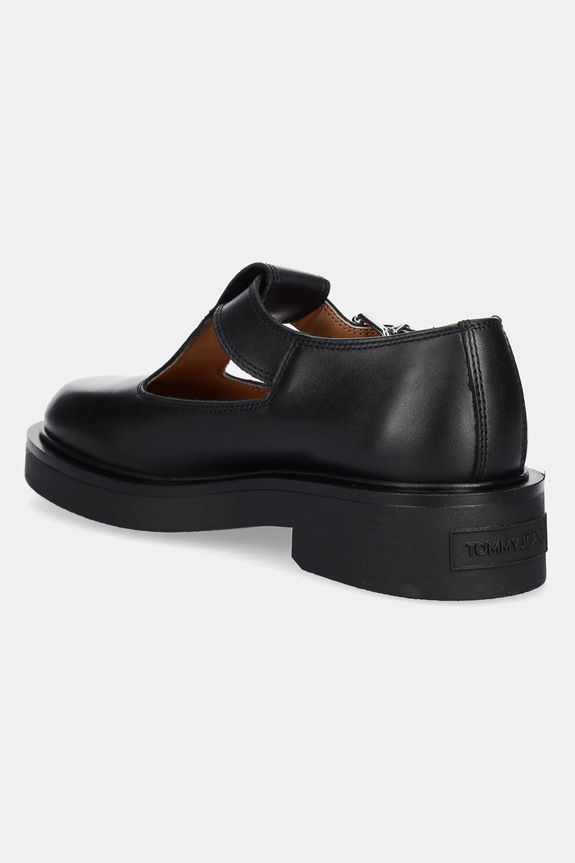 Boty Kožené polobotky Tommy Jeans T-BAR MARY JANE EN0EN02837 černá