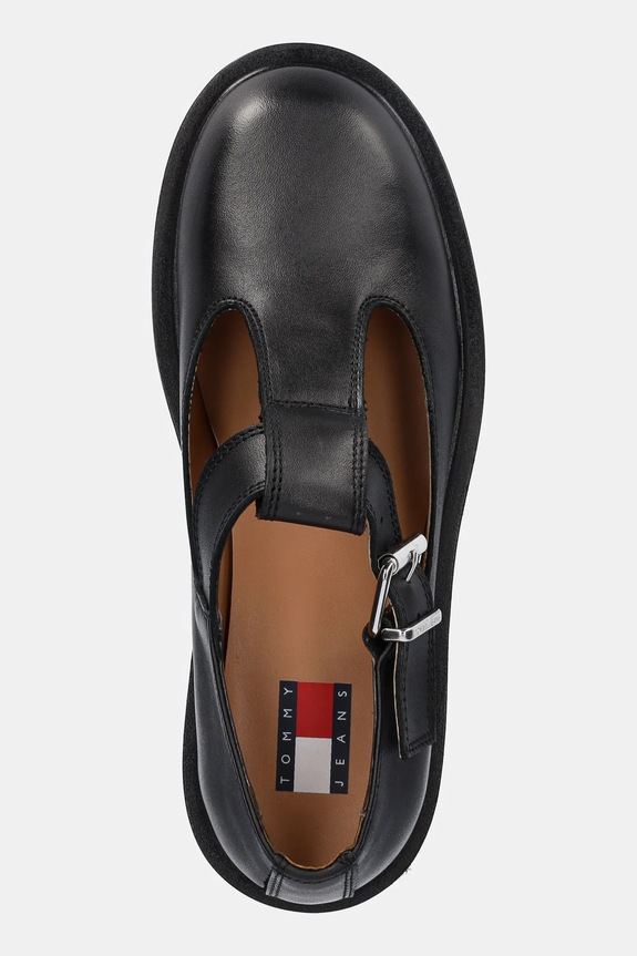 Kožené polobotky Tommy Jeans T-BAR MARY JANE černá EN0EN02837