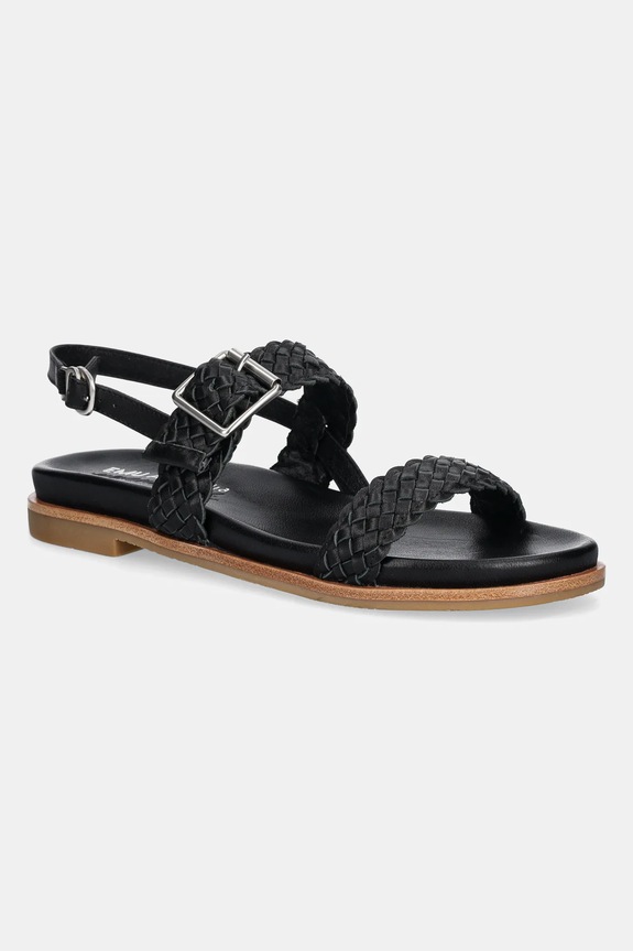 Emu Australia sandały skórzane Hyams płaski czarny W13175.BLAK