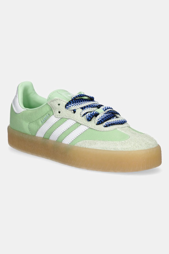 Kožené tenisky adidas Originals Sambae W plochá zelená JI2738