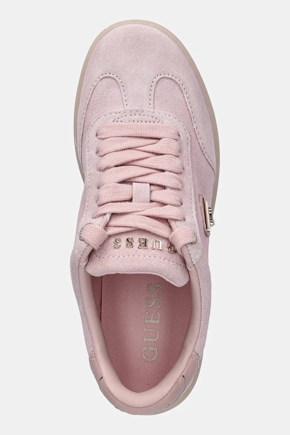 Guess sneakers din piele intoarsă JAZLIE roz FLJJAZ.SUE12.ROSE