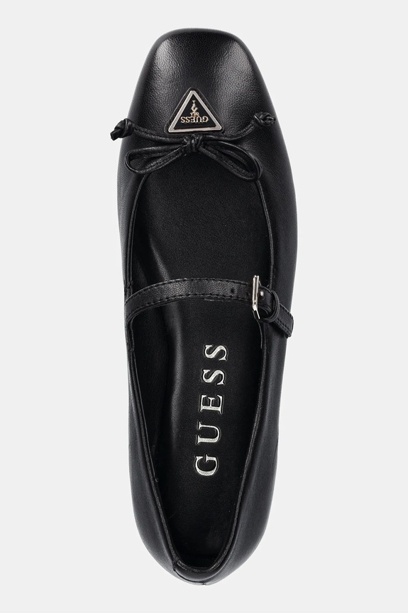 Kožené balerínky Guess KAYRA čierna FLJKAY.LEA02.BLACK