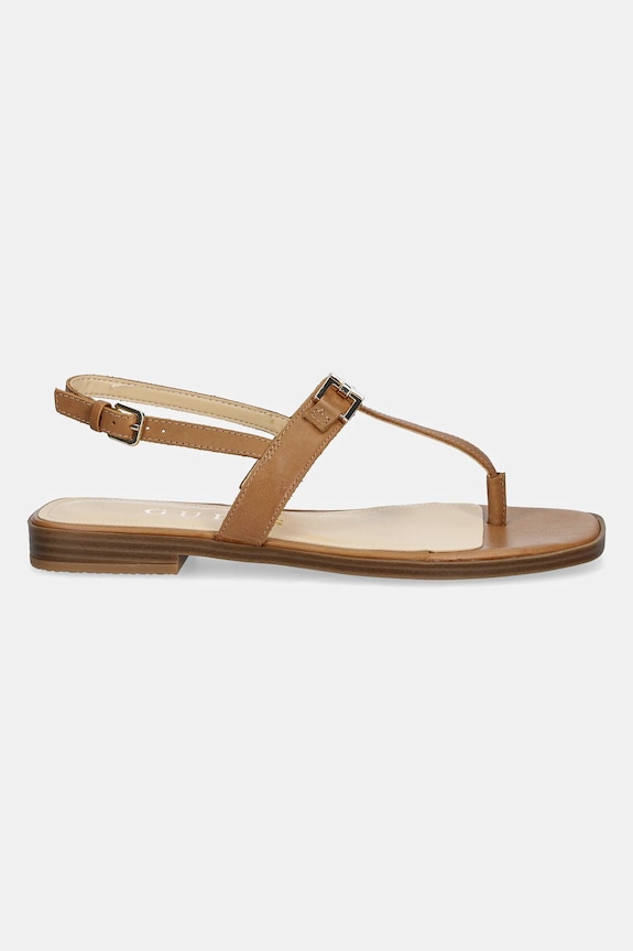 Guess sandały skórzane REALITY FLJREL.LEA21.TAN brązowy SS25