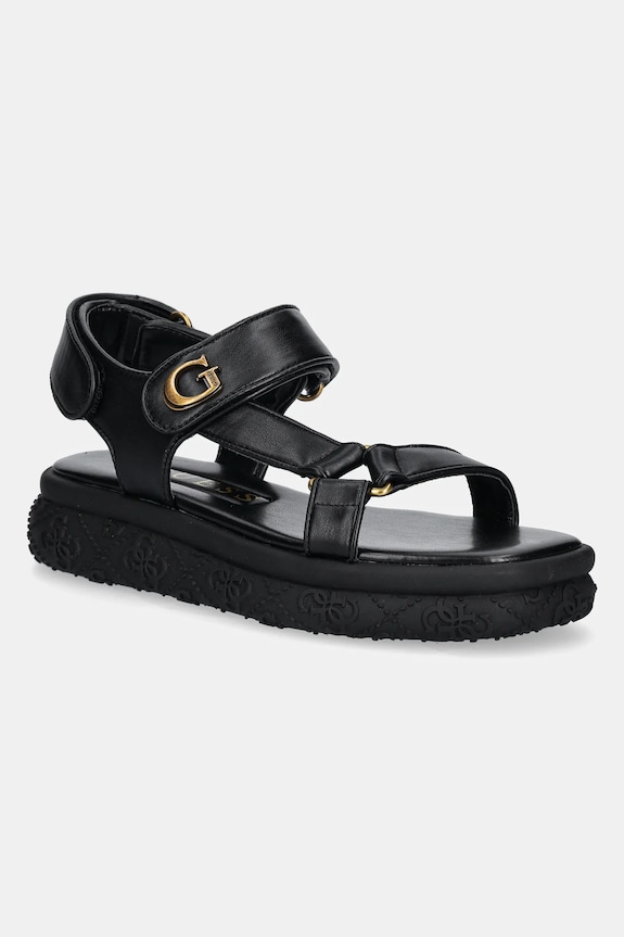 Sandali Guess LANARA Imitacija zrnatega usnja črna FLJLAN.ELE03.BLACK