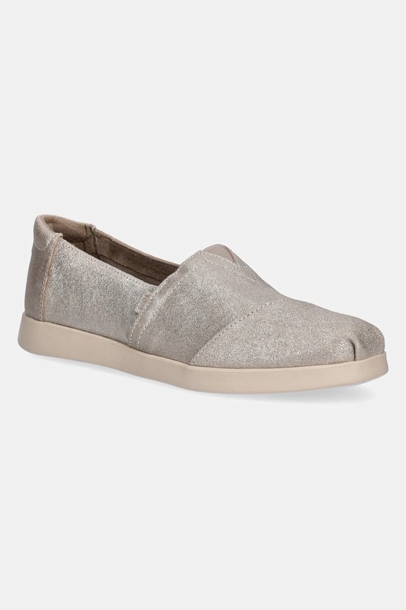 Εσπαντρίγιες Toms CHAMPAGNE METALLIC SUEDE φλατ ασημί 10021548