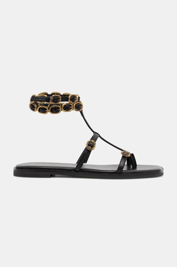 Kurt Geiger London sandały skórzane Regent Flat Gladiator 4381000109.BLACK czarny SS25