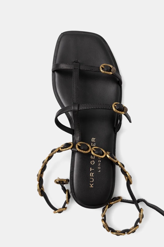 Kurt Geiger London sandały skórzane Regent Flat Gladiator czarny 4381000109.BLACK