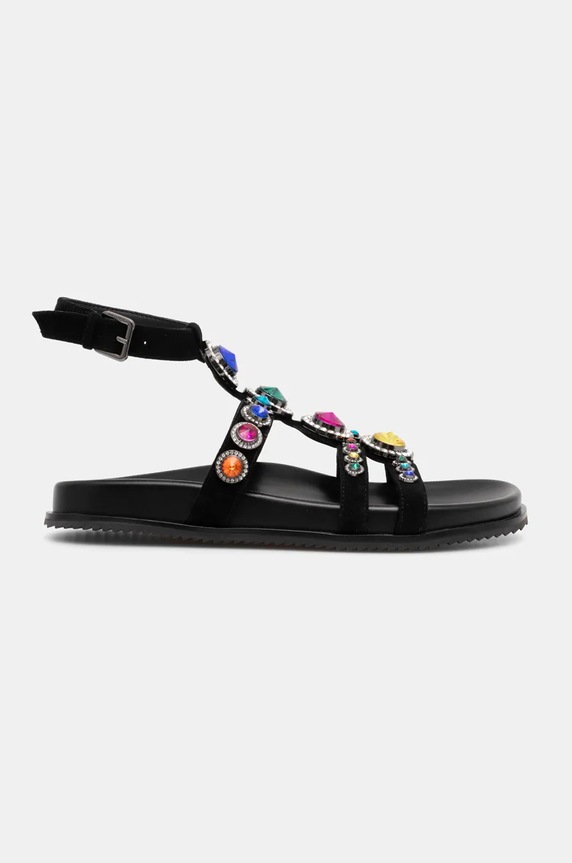 Kurt Geiger London sandały zamszowe Octavia Flexi Gladiator 4369009209.BLKOTH czarny SS25
