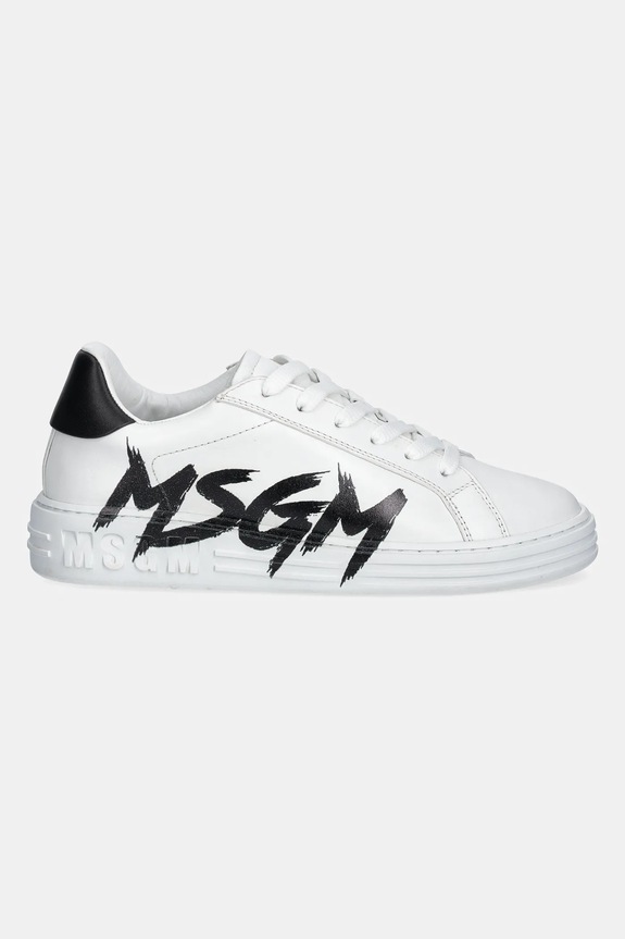 MSGM sneakersy skórzane 3841MDS506.924.01 biały SS25